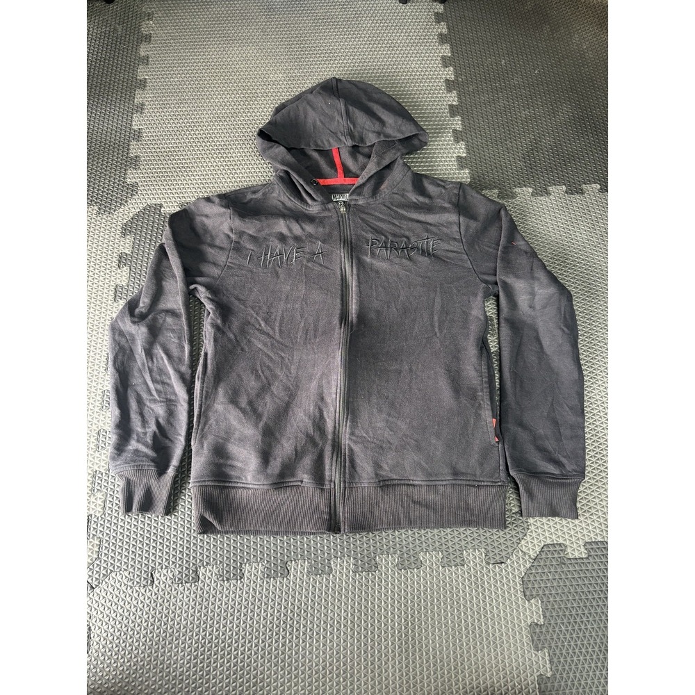 Marvel Venom Boys Full Zip Hoodie Sweatshirt Size 12 Gray "I Have A Parasite"